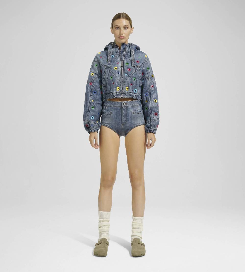 Khrisjoy KHRIS CROP DENIM EYELETS MULTICOLOR DENIM Nuovo