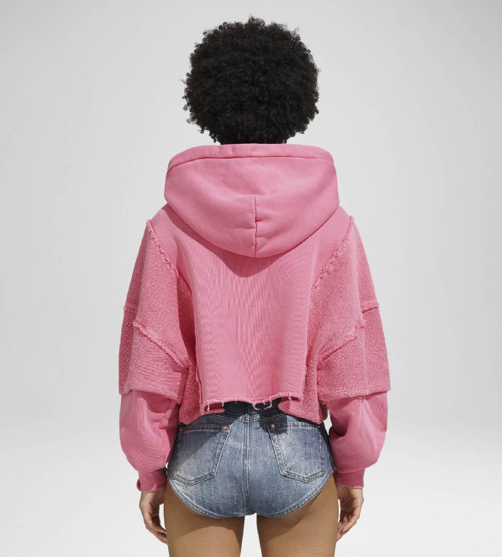 Khrisjoy HOODIE CROP DOUBLE POCKETS CANDY PINK Qualità Garantita