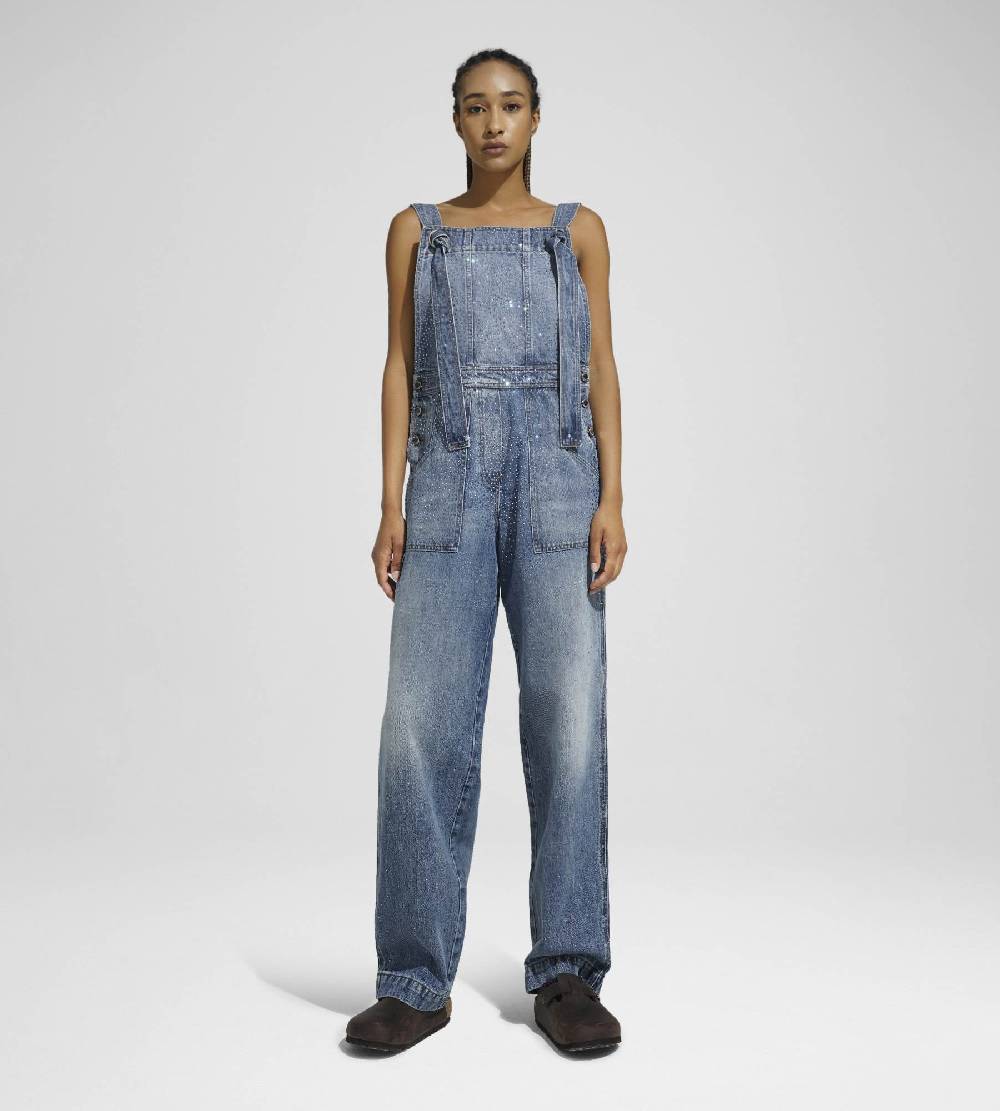Khrisjoy SALOPETTE DENIM STRASS MEDIUM DENIM MULTICOLOR Affare Del Giorno