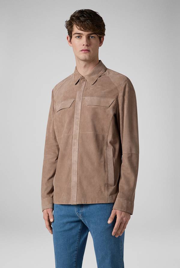 Lab. Pal Zileri Overshirt in suede e nappa micro perforata 2025