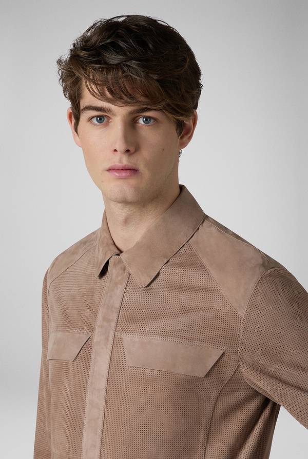 Lab. Pal Zileri Overshirt in suede e nappa micro perforata 2025