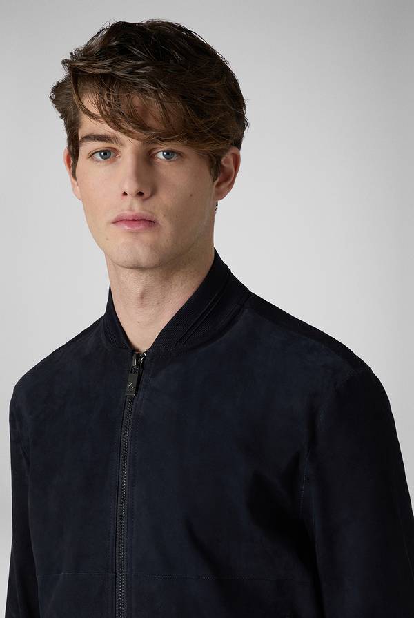 Lab. Pal Zileri Bomber in suede blu navy Qualità