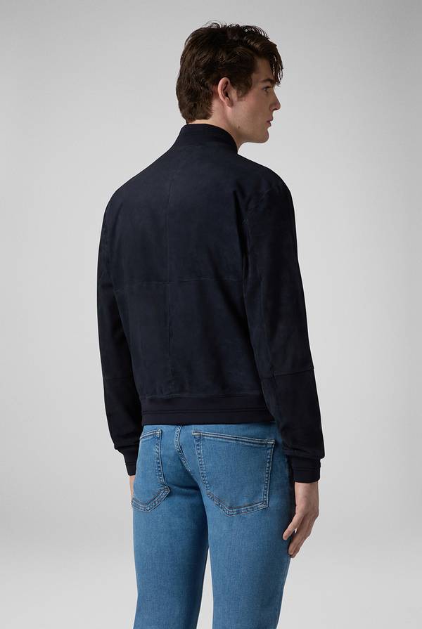 Lab. Pal Zileri Bomber in suede blu navy Qualità