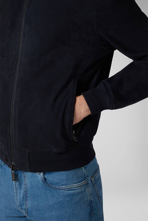 Lab. Pal Zileri Bomber in suede blu navy Qualità