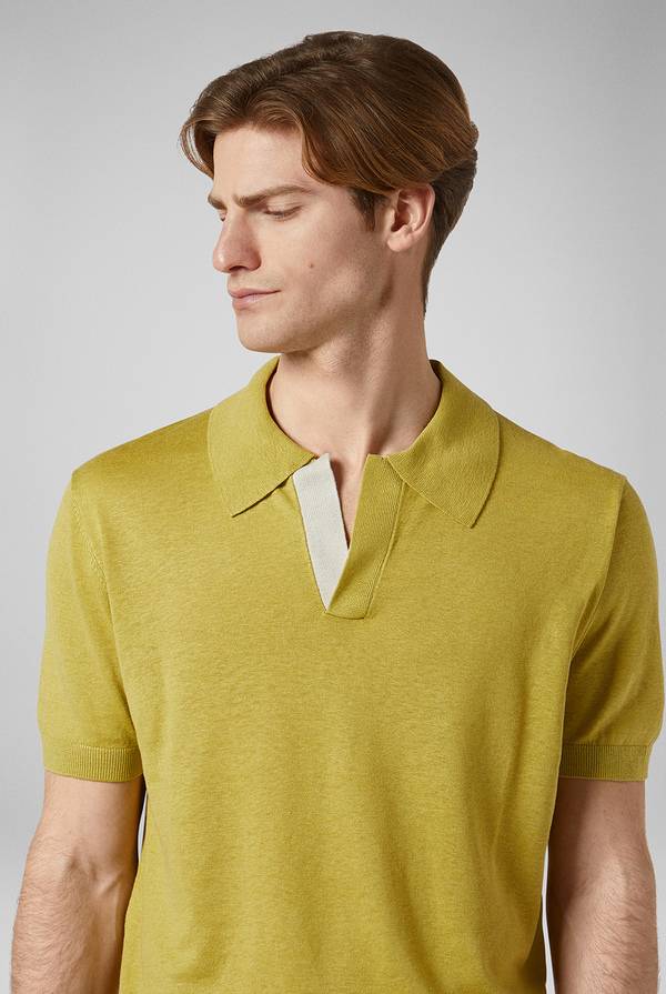 Lab. Pal Zileri Polo in maglia di lino e seta color senape I Più Venduti