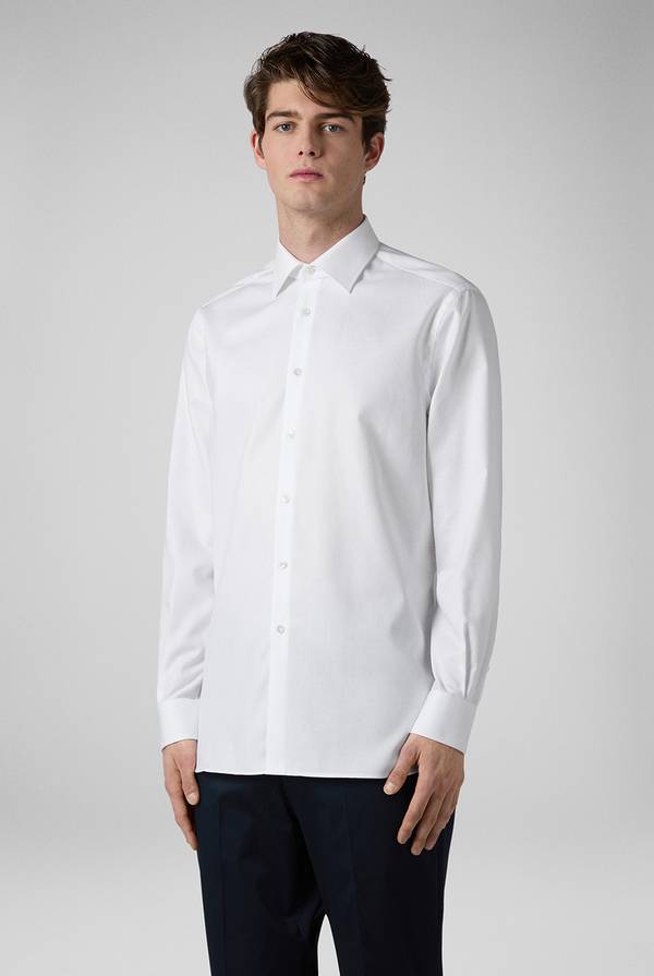 Lab. Pal Zileri Camicia bianca in cotone con micro struttura Nuova