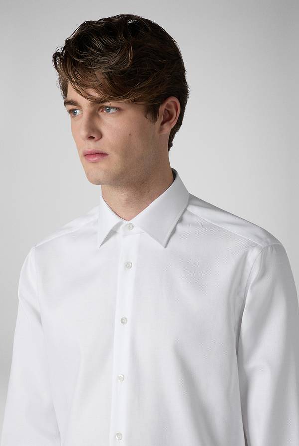 Lab. Pal Zileri Camicia bianca in cotone con micro struttura Nuova