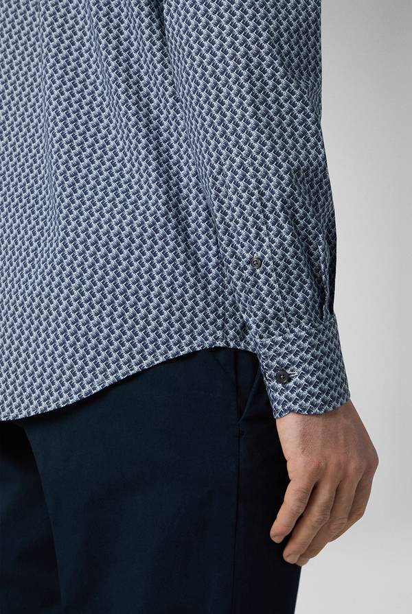 Lab. Pal Zileri Camicia in cotone stampato nei toni del blu Fino al 55% di sconto