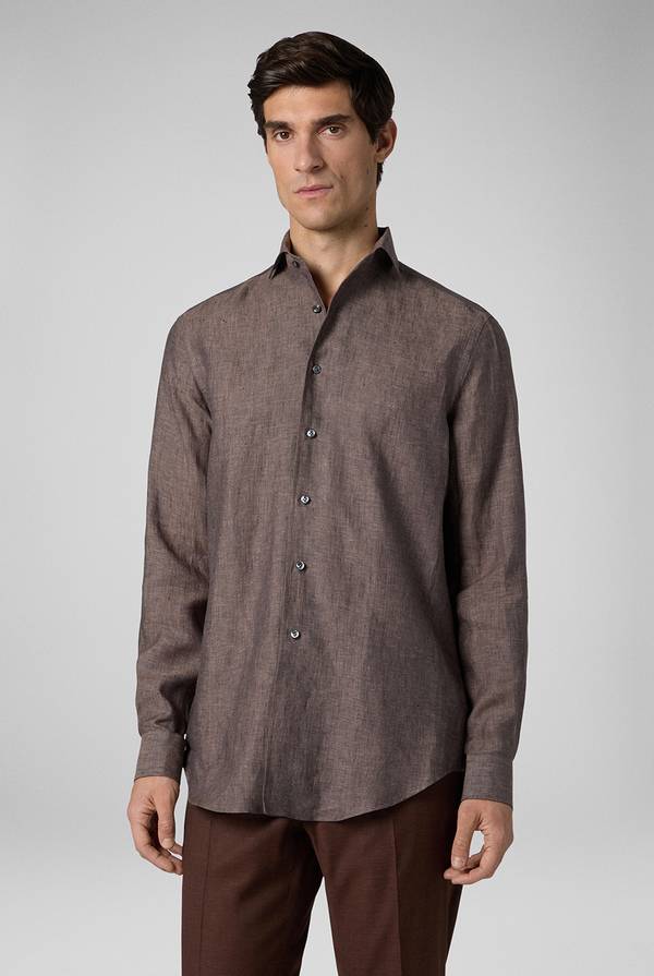 Lab. Pal Zileri Camicia in lino marrone 2025