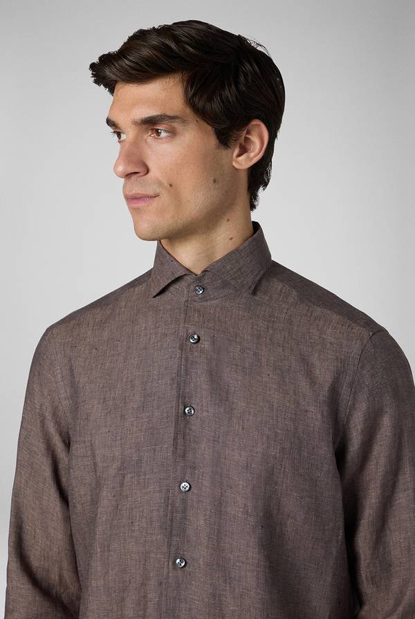 Lab. Pal Zileri Camicia in lino marrone 2025