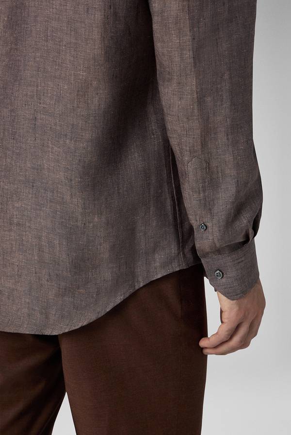 Lab. Pal Zileri Camicia in lino marrone 2025