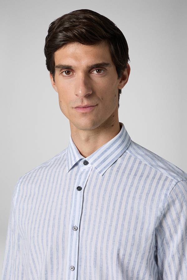 Lab. Pal Zileri Camicia a macro righe bianche e azzurre Negozi Online
