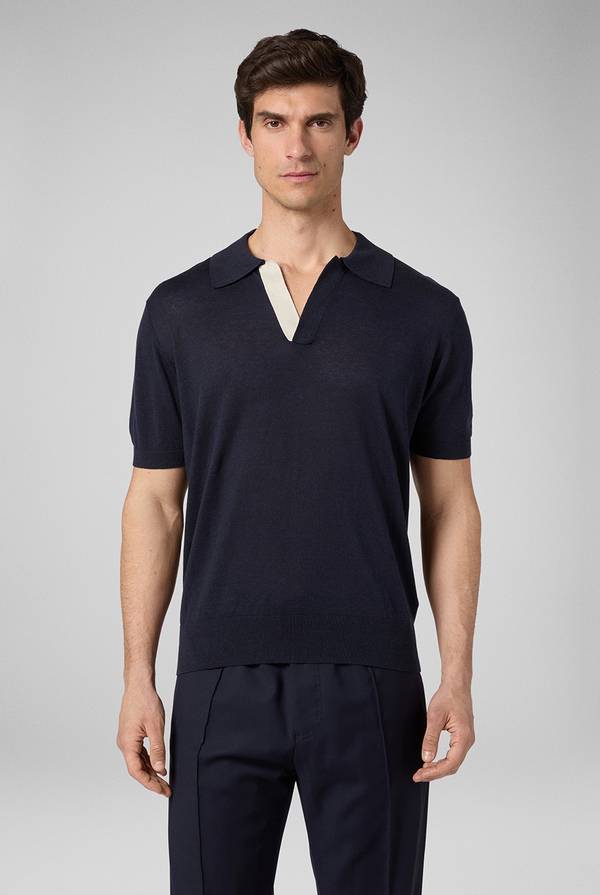 Lab. Pal Zileri Polo in maglia di lino e seta color senape Vendita Economica