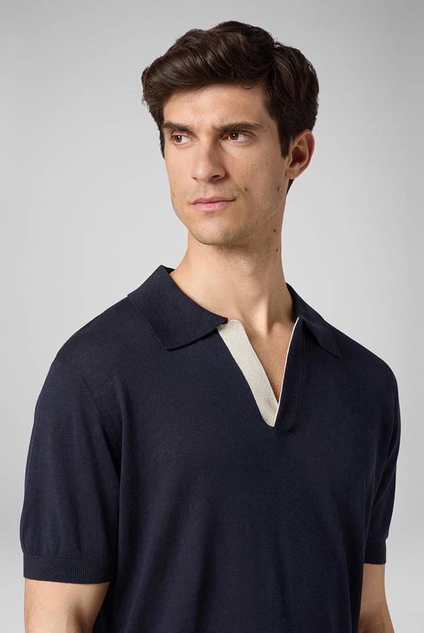 Lab. Pal Zileri Polo in maglia di lino e seta color senape Vendita Economica