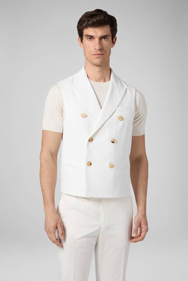 Lab. Pal Zileri Gilet doppiopetto bianco con macro bottoni Vendite Flash