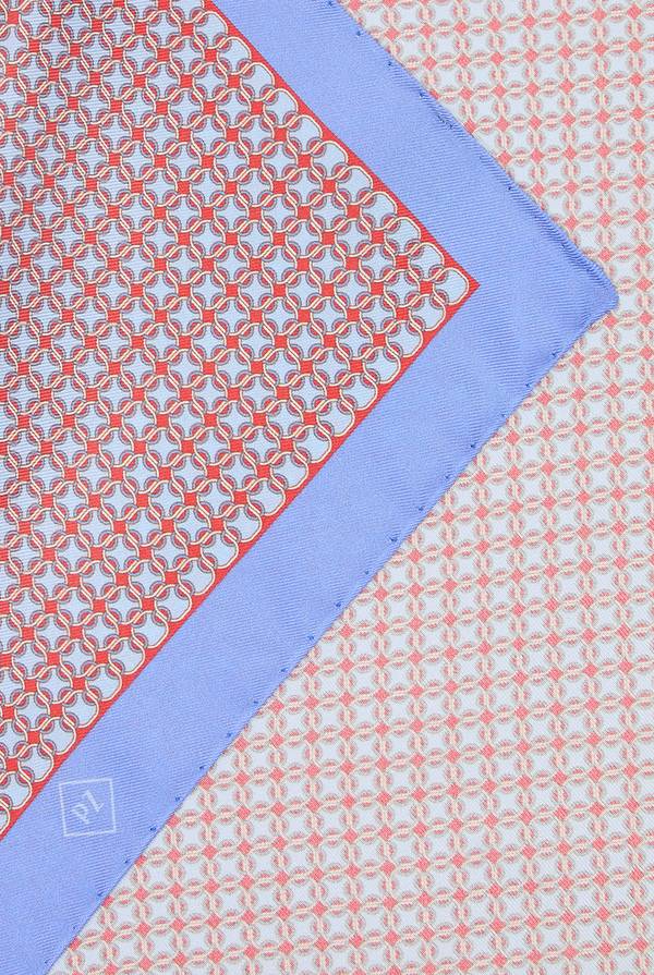 Lab. Pal Zileri Pochette in seta stampata con piping a contrasto Promozione Limitata