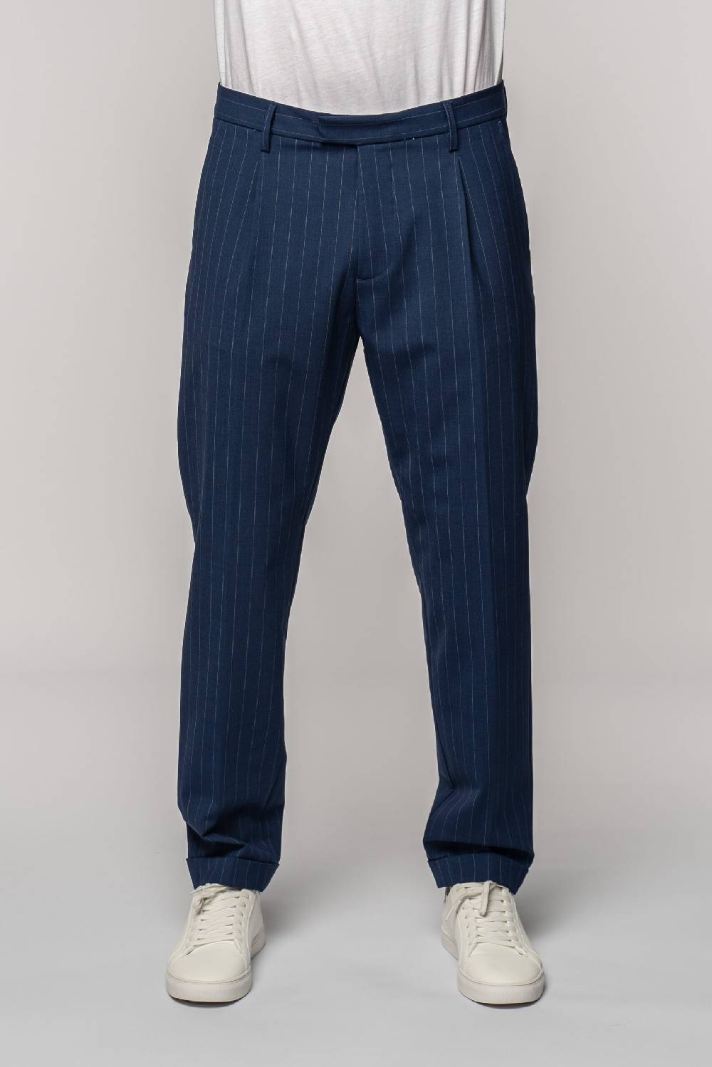 Officina 36 Abito in tela fresco lana gessata color denim Offerta