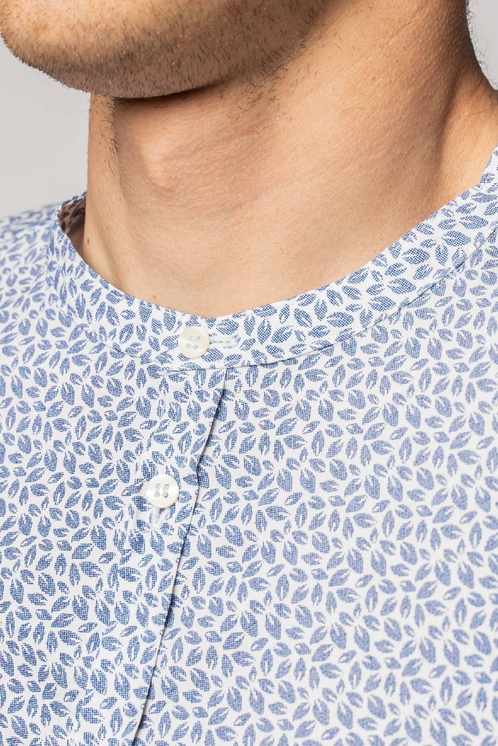Officina 36 Camicia in cotone stampato blu denim Online