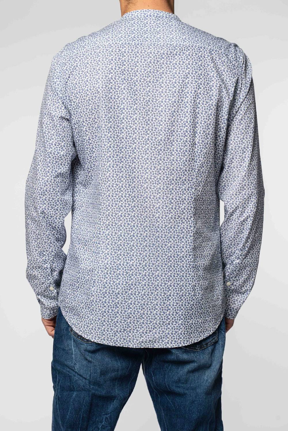 Officina 36 Camicia in cotone stampato blu denim Online