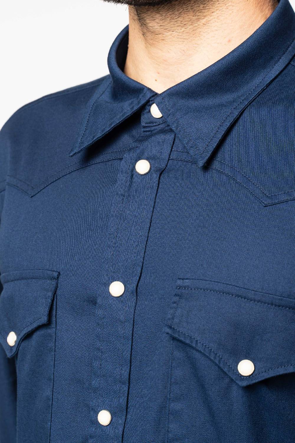 Officina 36 Camicia in gabardina color denim Saldi