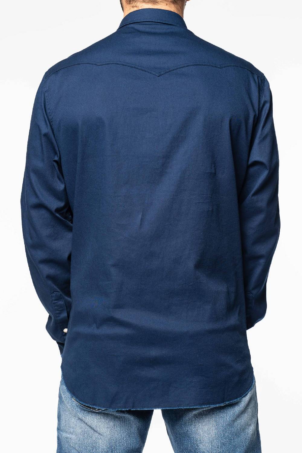 Officina 36 Camicia in gabardina color denim Saldi