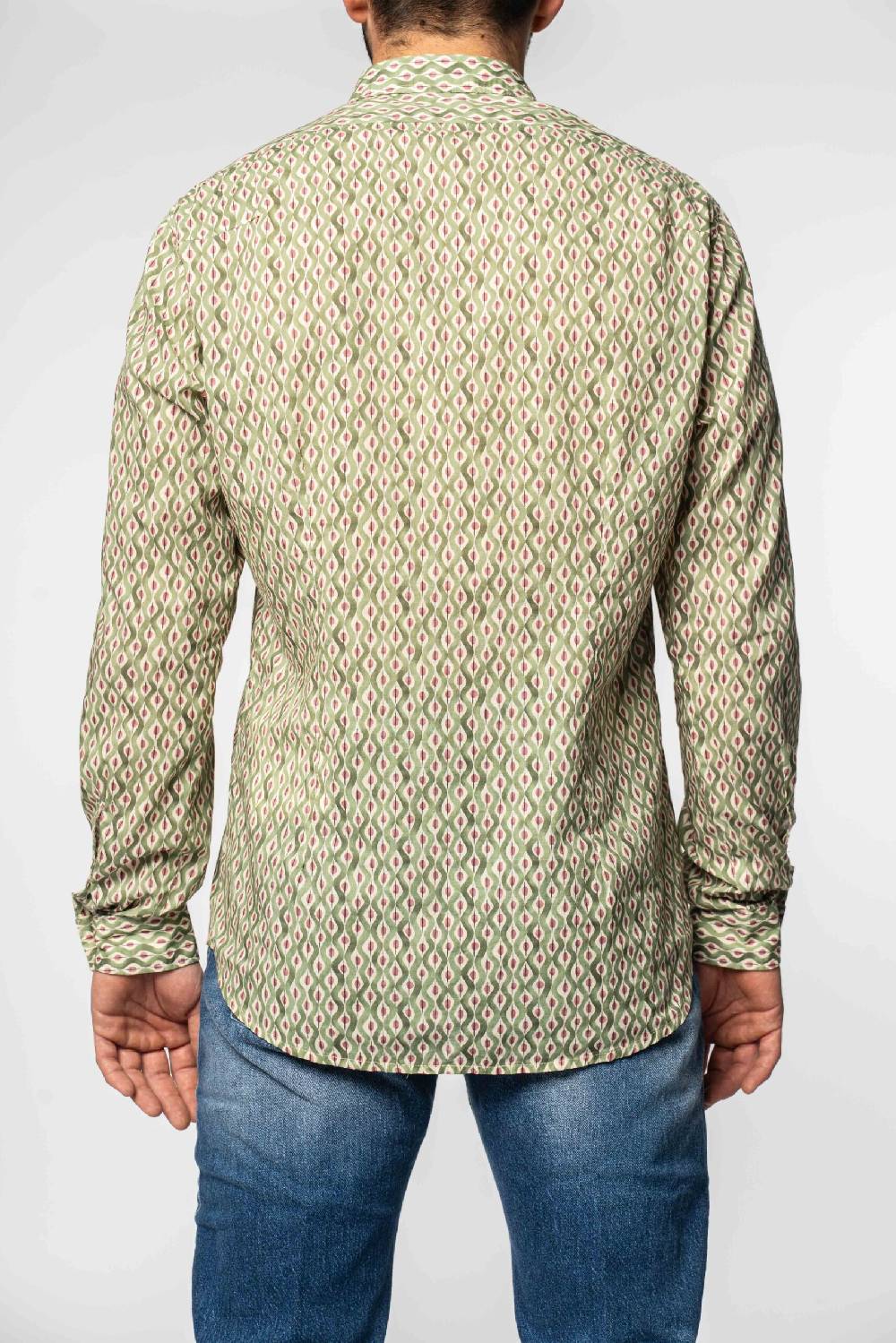 Officina 36 Camicia in mussola stampata verde Vendita Calda