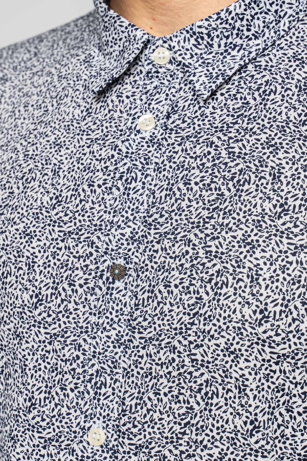 Officina 36 Camicia in popeline stampato blu Vendite Flash