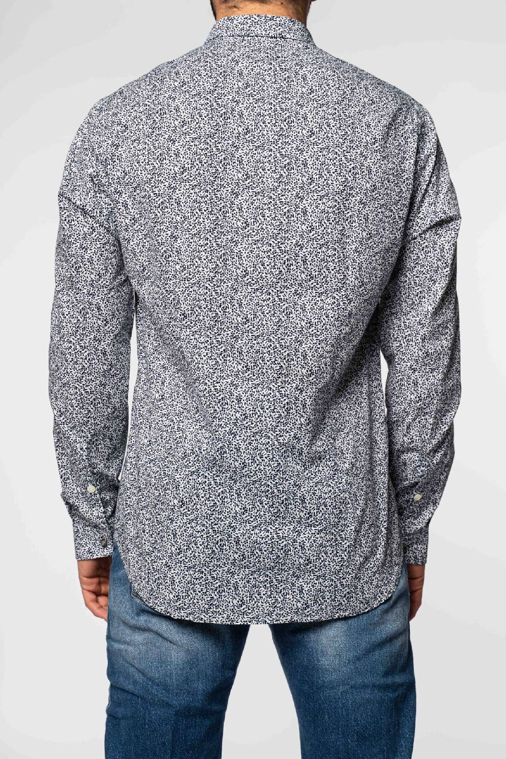 Officina 36 Camicia in popeline stampato blu Vendite Flash