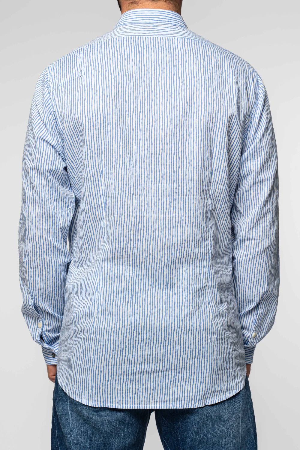 Officina 36 Camicia in popeline stampato color denim Negozio
