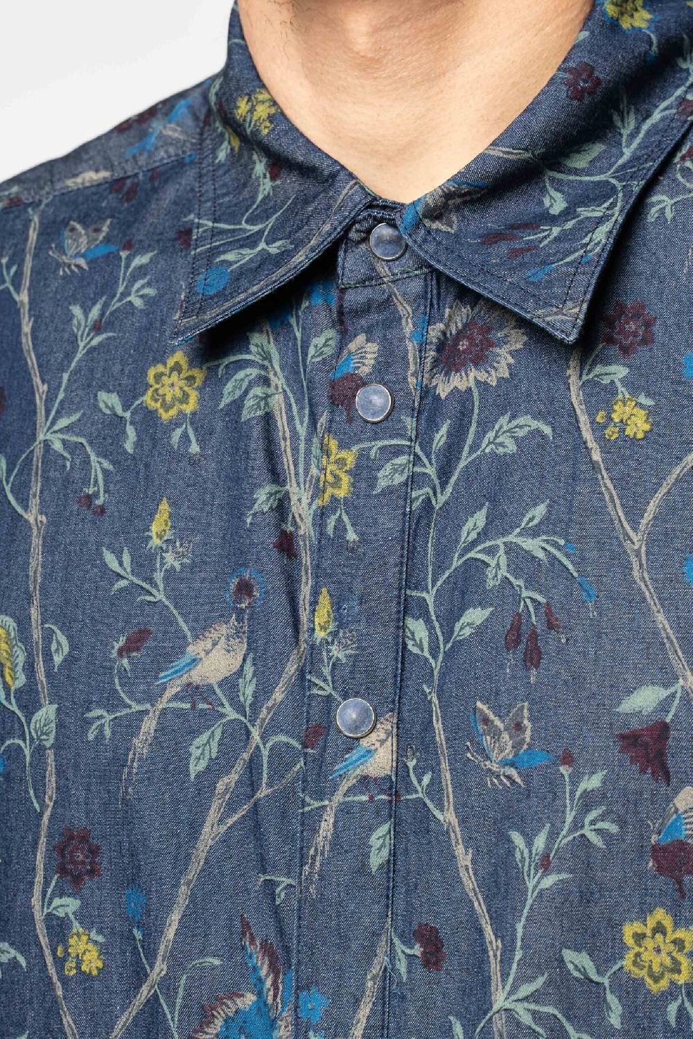 Officina 36 Camicia in tela denim blu stampata 2025