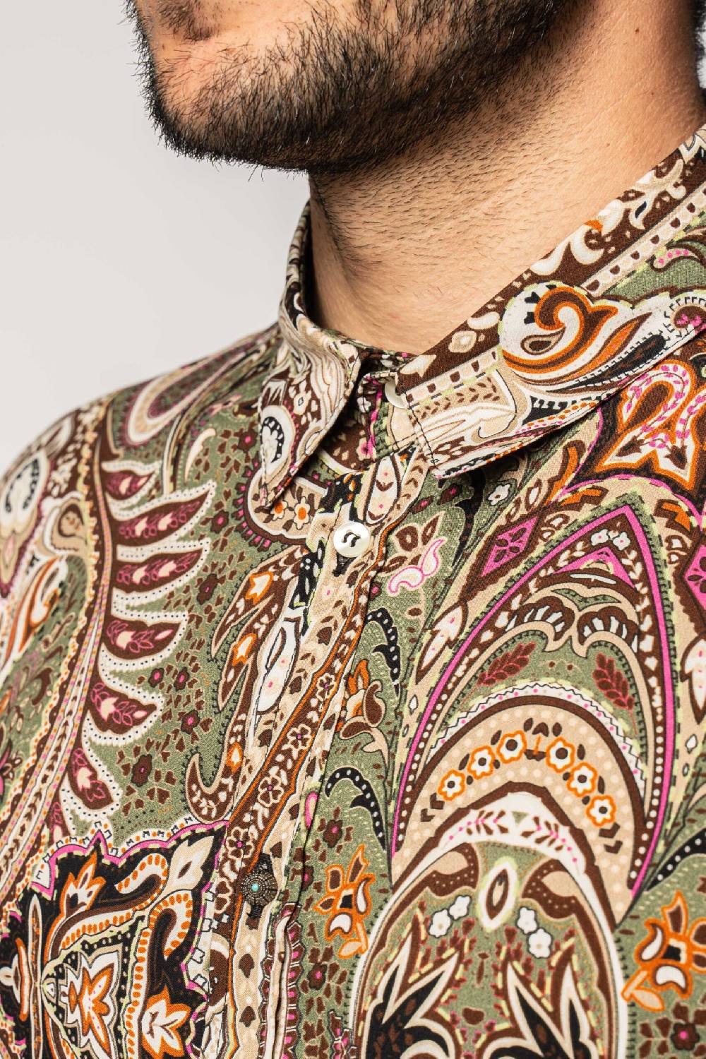 Officina 36 Camicia in viscosa stampata verde militare Italia