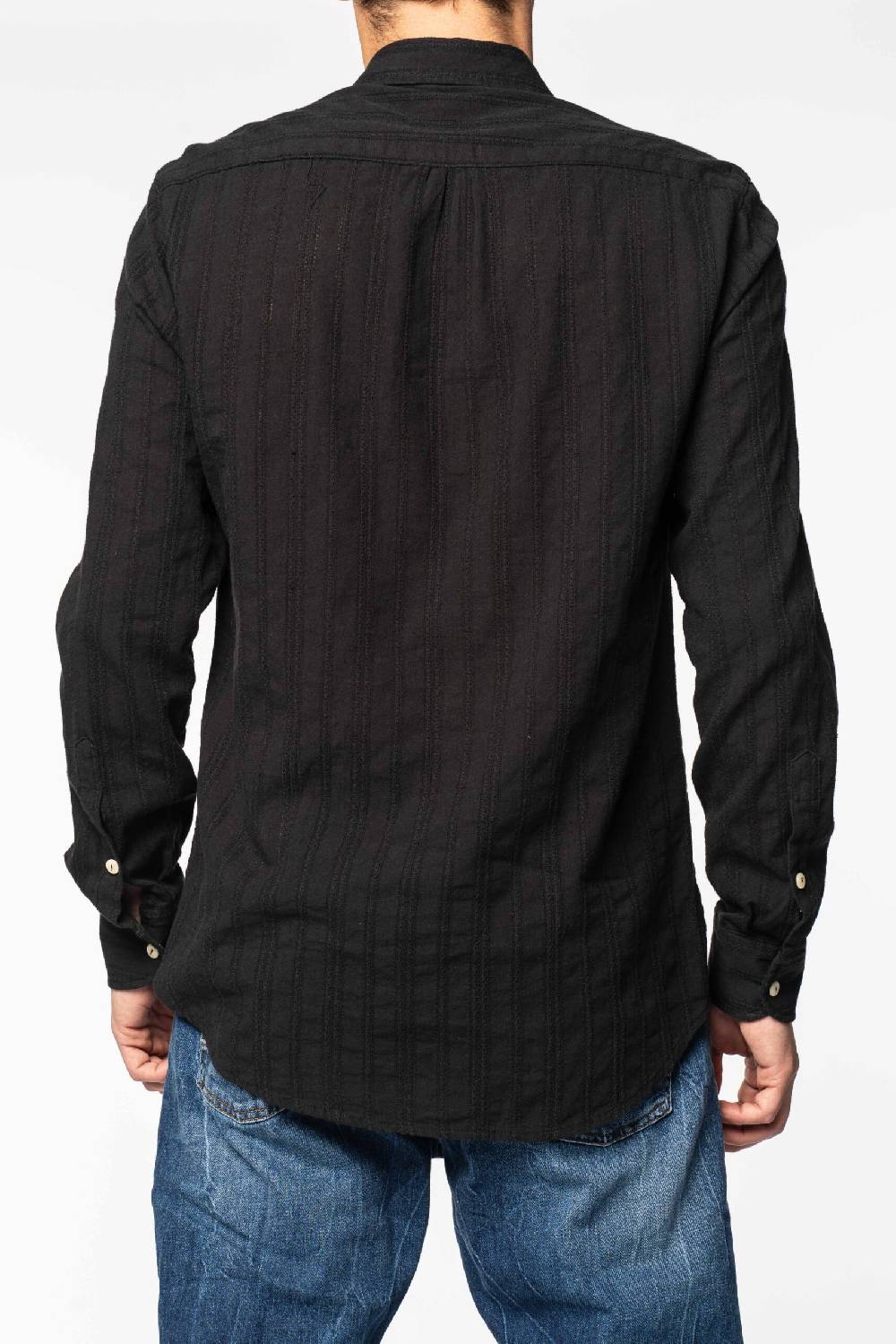 Officina 36 Camicia nera in sangallo rigato Sottocosto