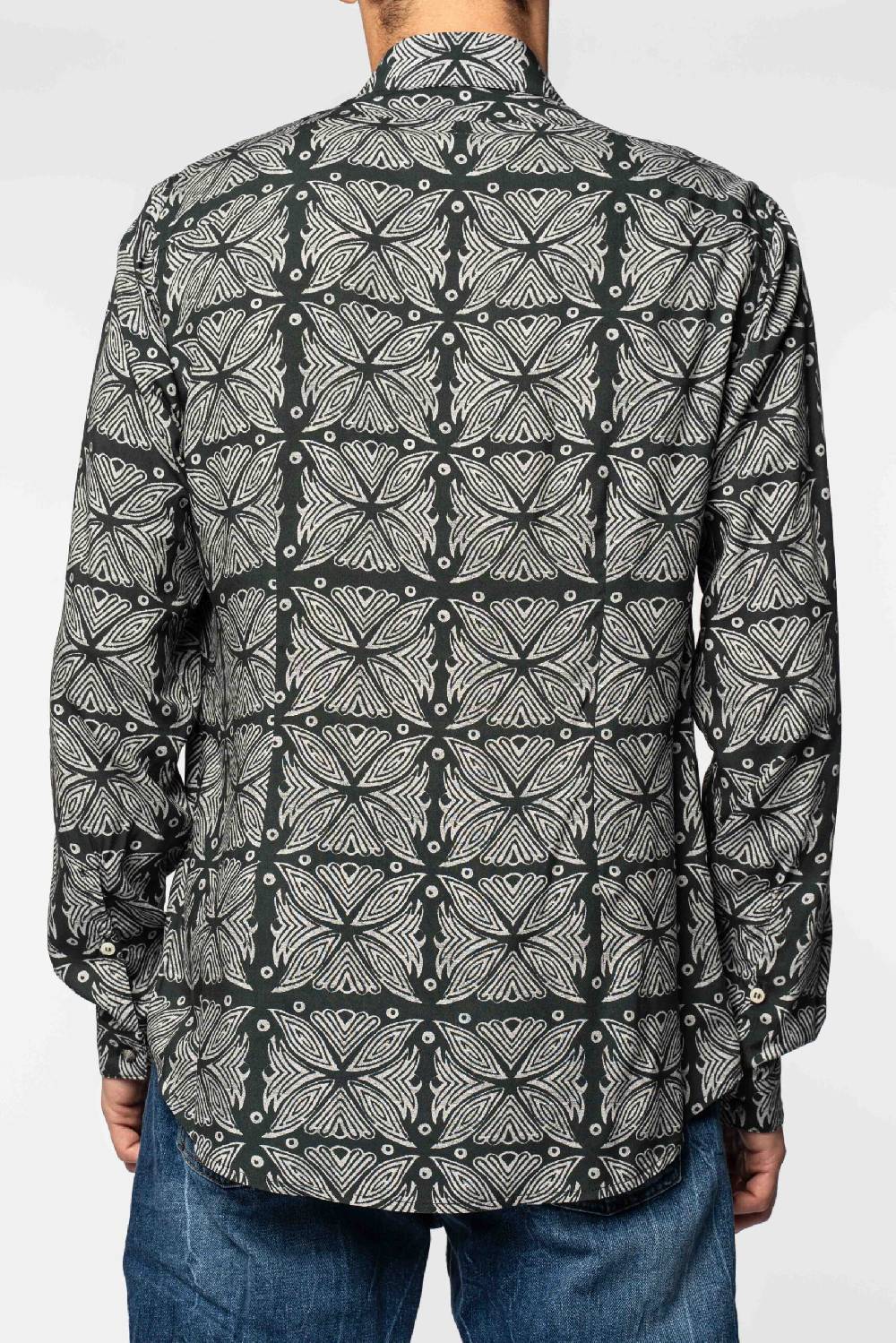 Officina 36 Camicia nera in viscosa stampata Spedizione Gratuita