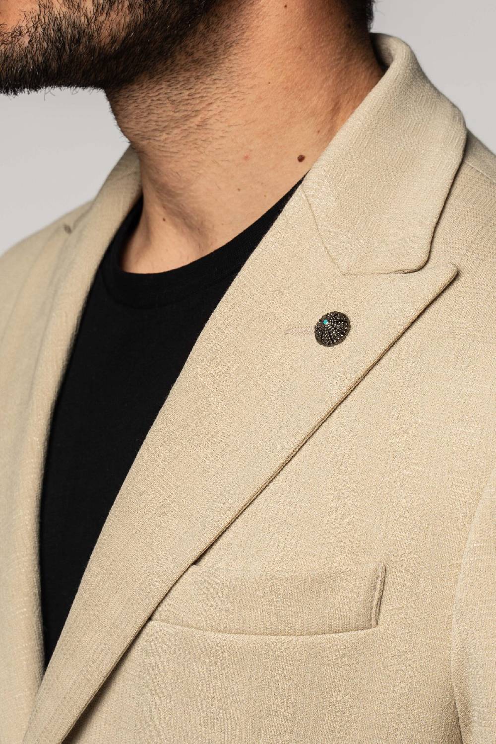 Officina 36 Giacca in jacquard in maglia color sabbia Sottocosto