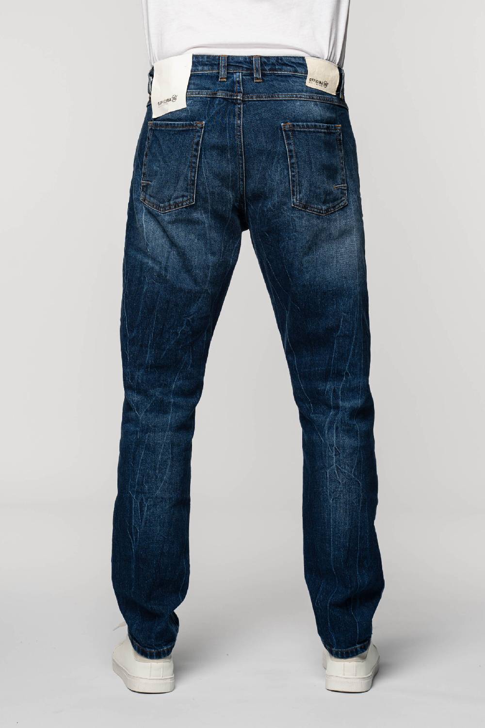 Officina 36 Jeans in denim blu con lavaggio medio Vendita Calda