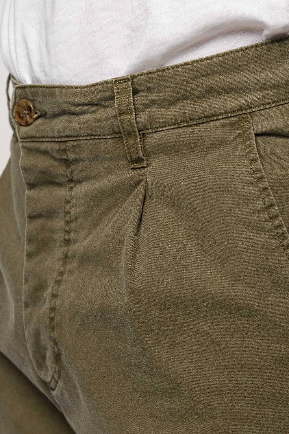 Officina 36 Pantaloni in gabardina delavè verde militare Saldi Di Fabbrica
