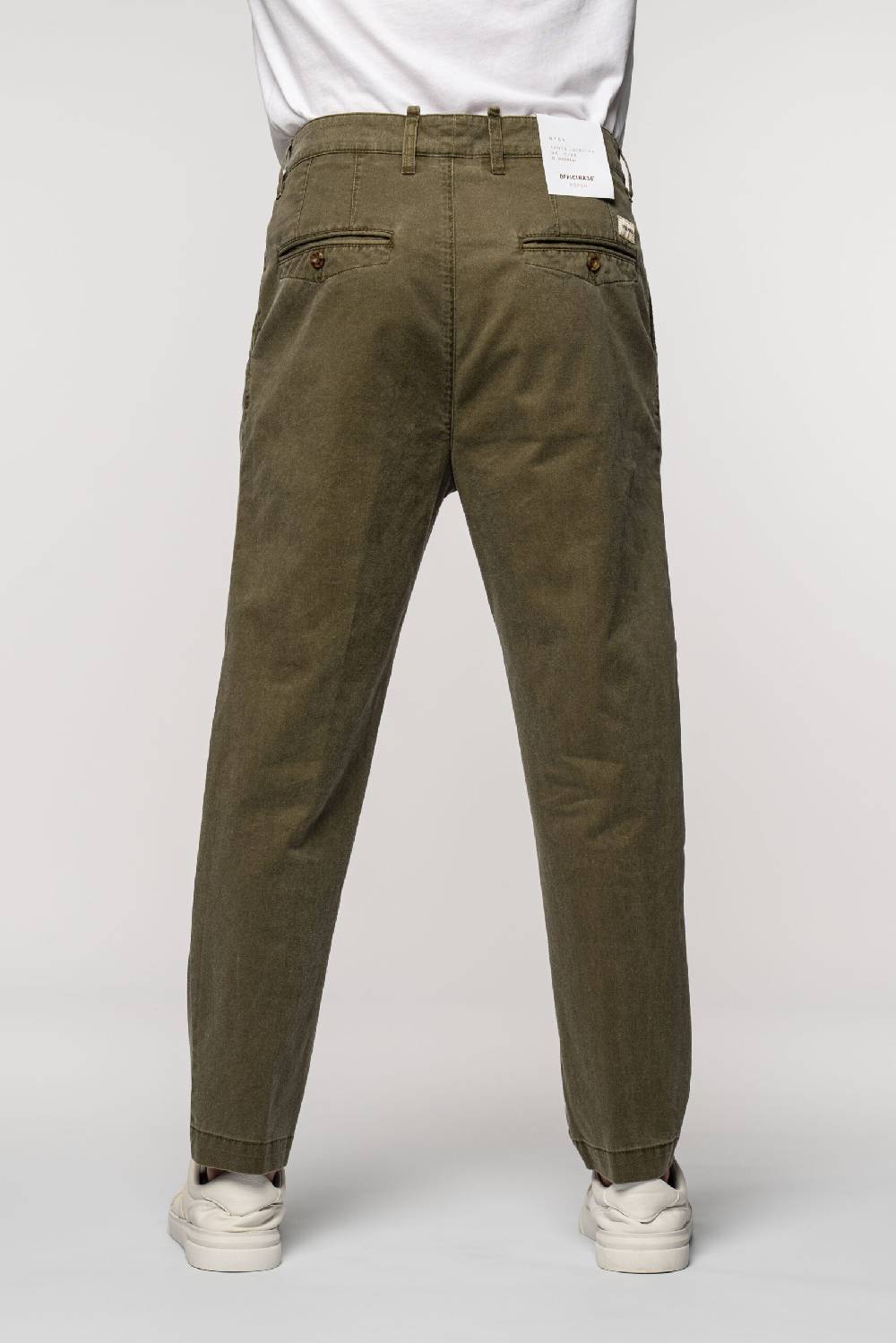 Officina 36 Pantaloni in gabardina delavè verde militare Saldi Di Fabbrica