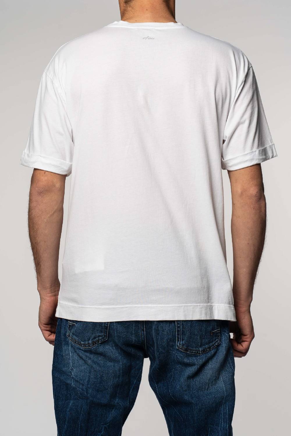 Officina 36 T-shirt bianca in jersey con taschino a contrasto Italy