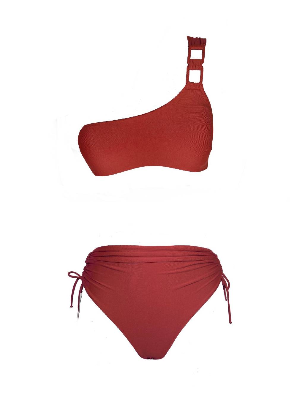 Olivia Gold Reggiseno Monospalla + Slip a vita alta drappeggiato Vendita