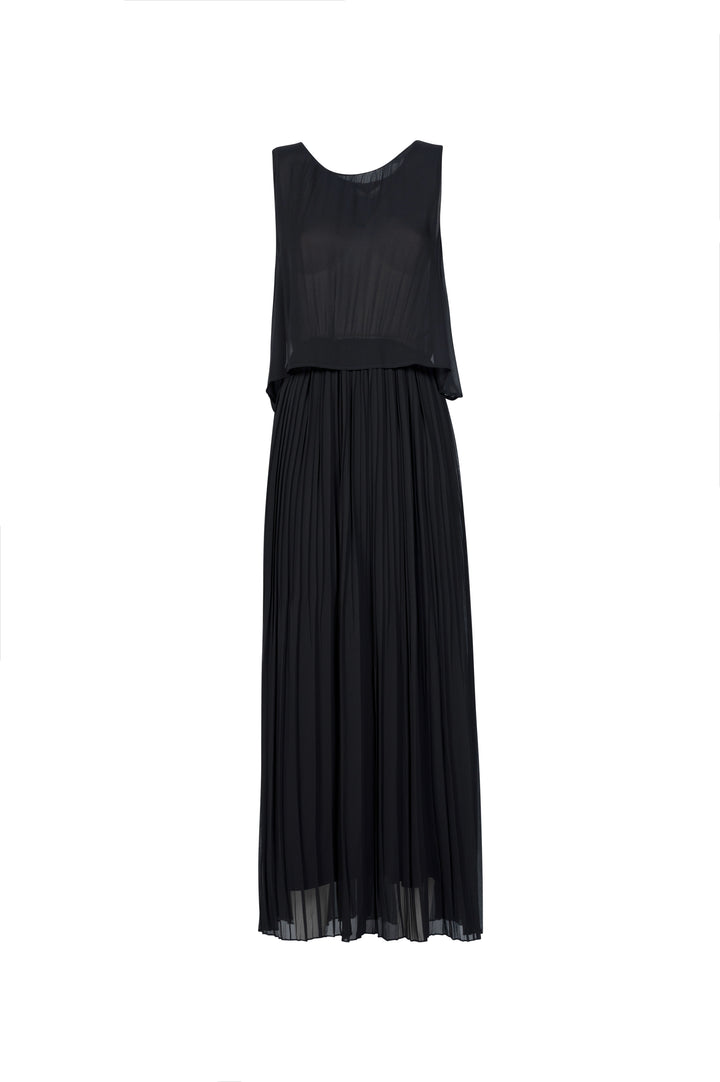 Oltre Tempo Abito in georgette chiffon plissettato Nuovo
