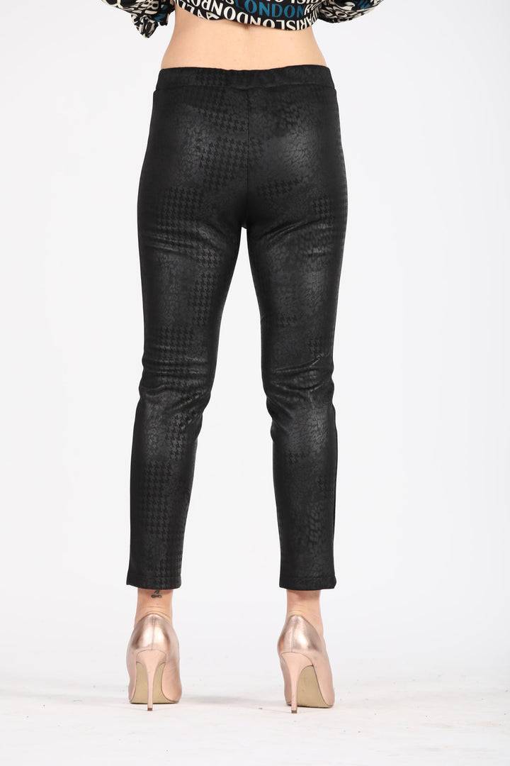 Oltre Tempo Pantalone in pelle fantasia con elastico in vita Saldi Di Fabbrica