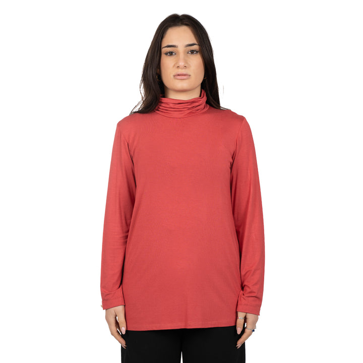 Oltre Tempo Maglia viscosa con collo anello e bottoncini su maniche Vendite Flash