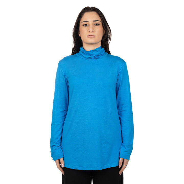Oltre Tempo Maglia viscosa con collo anello e bottoncini su maniche Vendite Flash