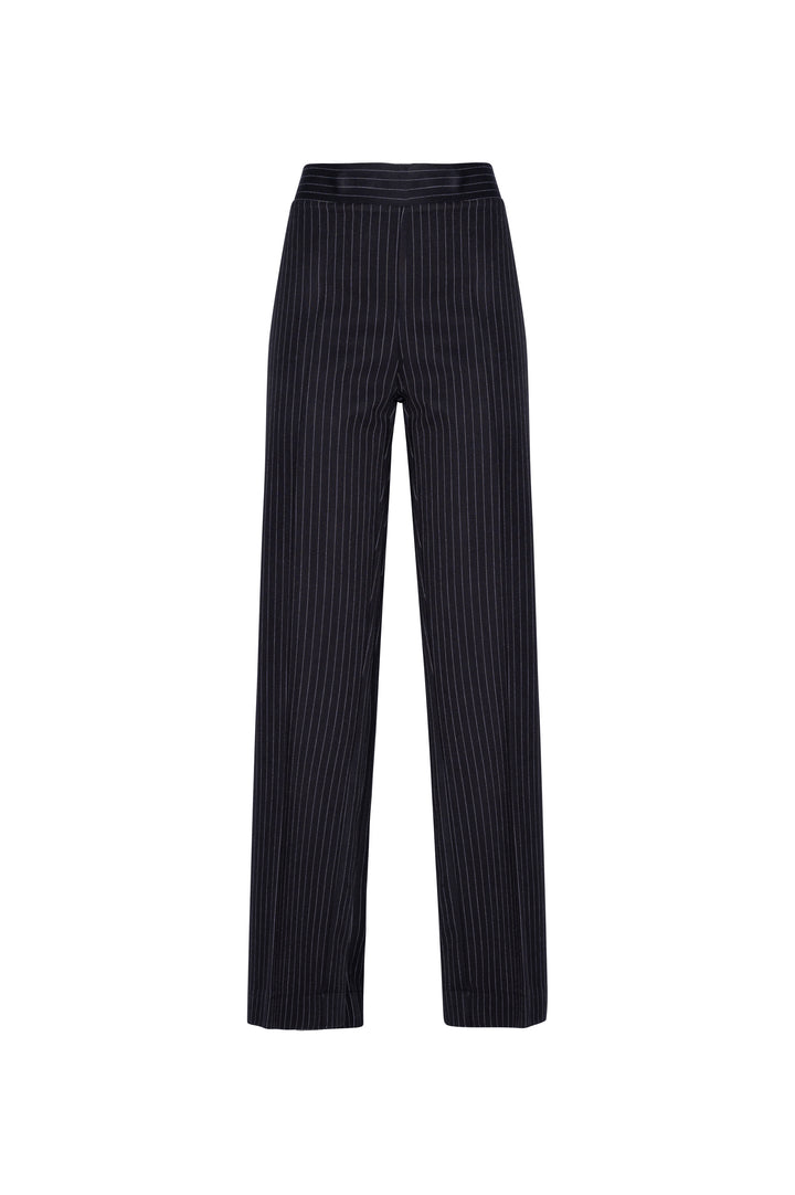 Oltre Tempo Pantalone manolana gessato con elastico in vita Sconto