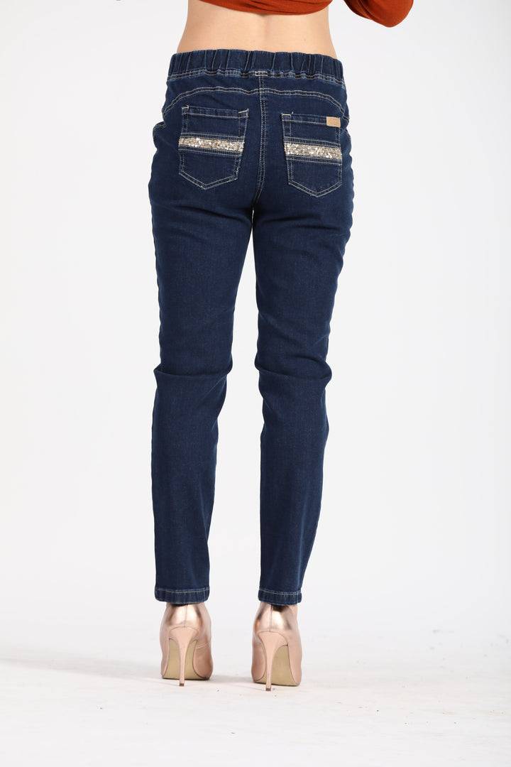 Oltre Tempo Jeans con elastico e tasche al sul dietro Novità