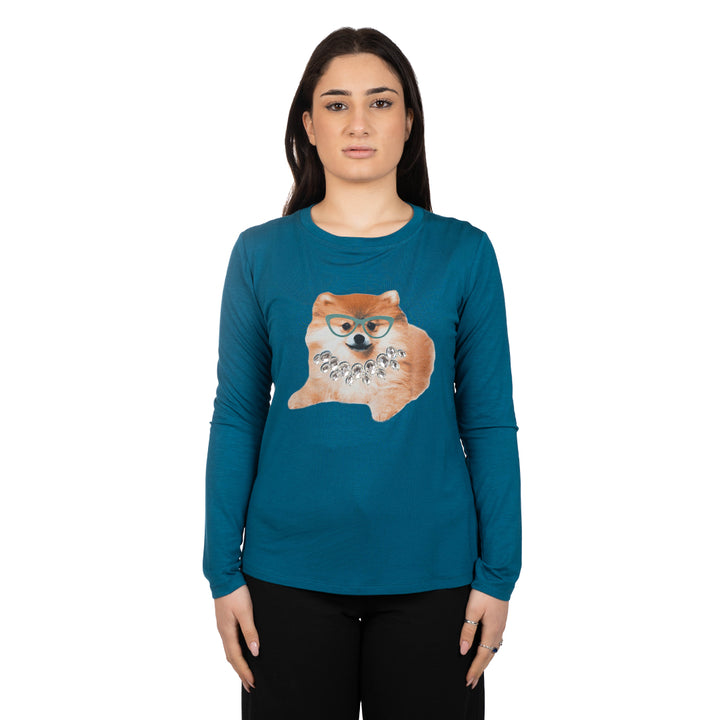 Oltre Tempo Maglia in viscosa con stampa Saldi Di Fabbrica