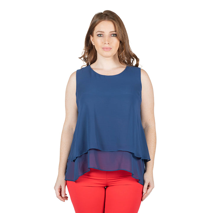Oltre Tempo Top georgette chiffon con balza Negozio