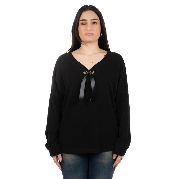 Oltre Tempo Maglia scollo V con occhielli strass Presa