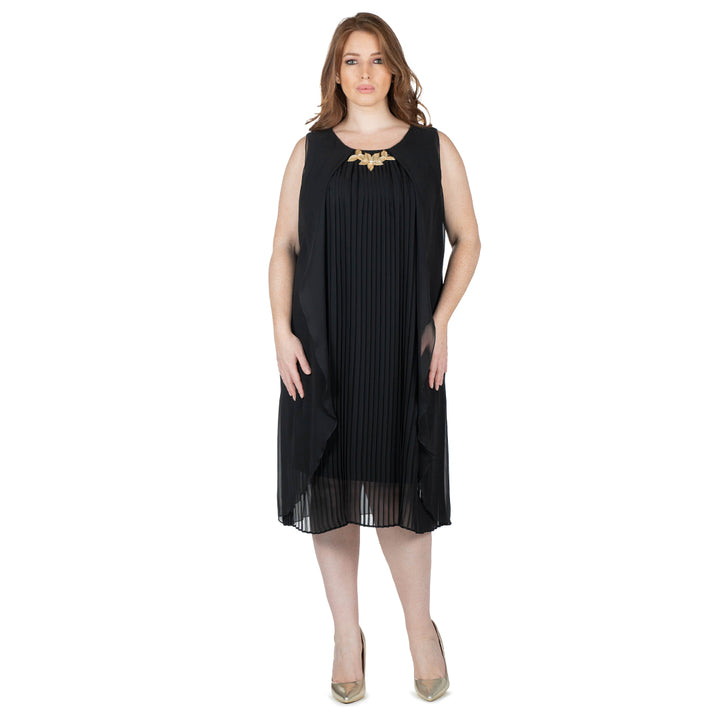 Oltre Tempo Vestito midi in georgette plissè con applicazione I Più Venduti