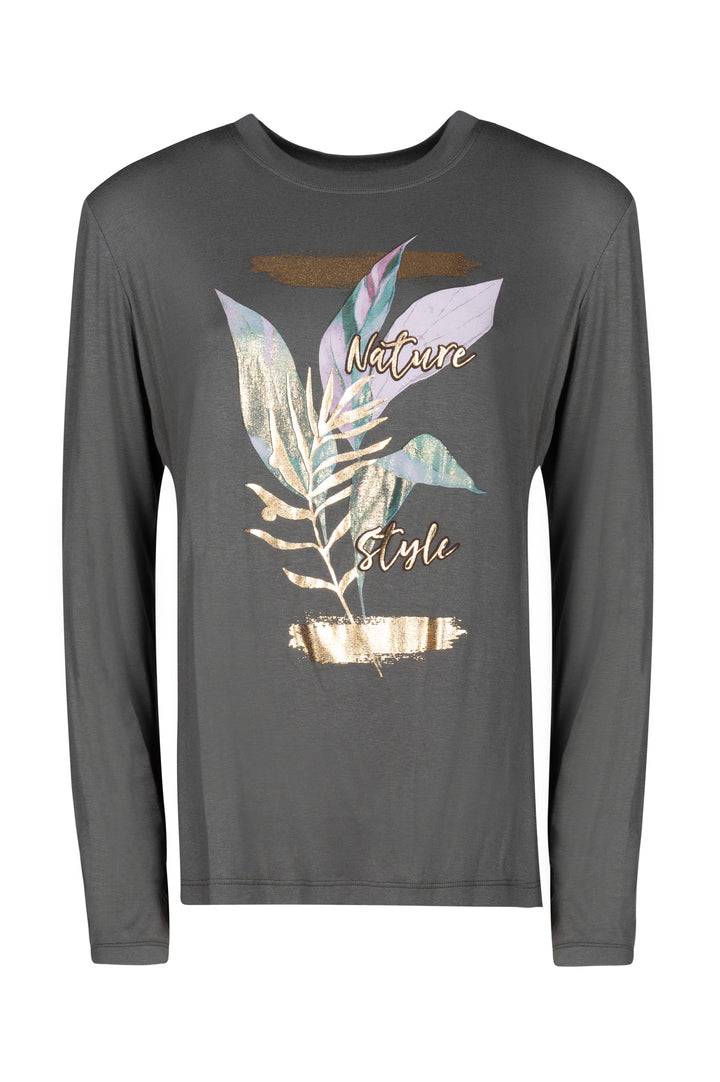 Oltre Tempo T-shirt girocollo manica lunga in viscosa Fino Al -60%